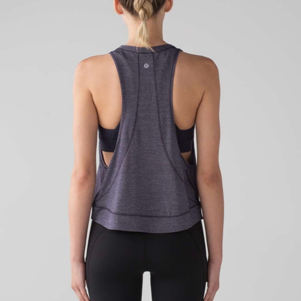 Lululemon Pace Perfect Tank in Heathered Midnight Navy / Midnight Navy - Picture 2 of 14